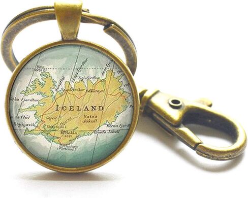 Charming Keychain,Iceland map Keychain, Iceland Key Ring, Iceland map Key Ring, map Jewelry, Reykjavik map Key Ring, Reykjavik Keychain，A0278 in Saudi Arabia
