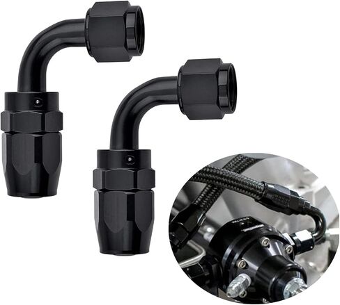 2 PCS Automobile Oil Pipe Quick Connector, AN6 0° Alloy Oil Cooling Radiator Leak-proof Sealed Connector, Car Modification Accessories, Suitable for Most Cars, Motorcycles, Ships (Black) in Saudi Arabia