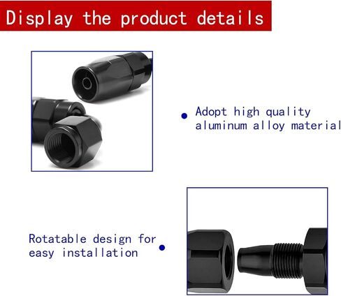 2 PCS Automobile Oil Pipe Quick Connector, AN6 0° Alloy Oil Cooling Radiator Leak-proof Sealed Connector, Car Modification Accessories, Suitable for Most Cars, Motorcycles, Ships (Black) in Saudi Arabia