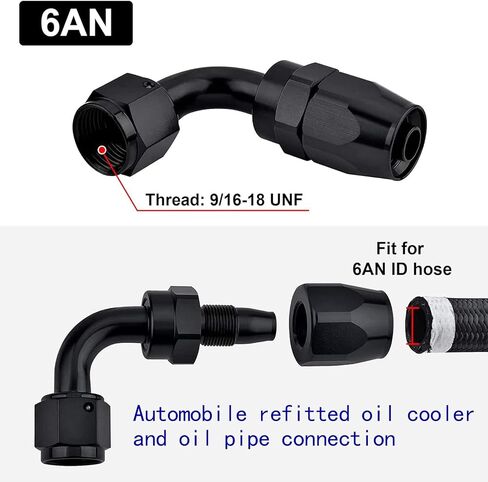 2 PCS Automobile Oil Pipe Quick Connector, AN6 0° Alloy Oil Cooling Radiator Leak-proof Sealed Connector, Car Modification Accessories, Suitable for Most Cars, Motorcycles, Ships (Black) in Saudi Arabia