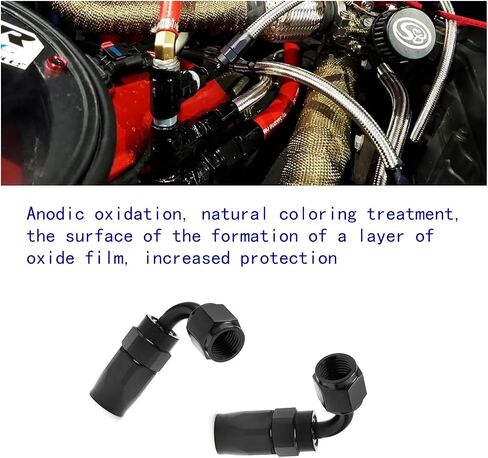 2 PCS Automobile Oil Pipe Quick Connector, AN6 0° Alloy Oil Cooling Radiator Leak-proof Sealed Connector, Car Modification Accessories, Suitable for Most Cars, Motorcycles, Ships (Black) in Saudi Arabia