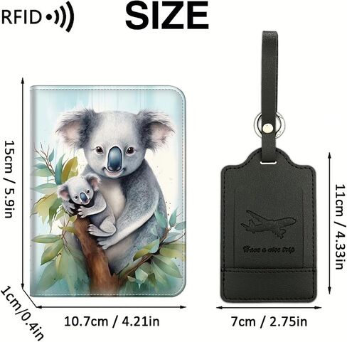 Passport Holder With Luggage Tag Set, Passport Cover With RFID Blocking, Multi-slot Passport Wallet, Waterproof Leather Travel Document Holder for Women Men, Funny Black Cat Passport Case in Saudi Arabia