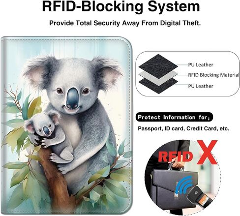 Passport Holder With Luggage Tag Set, Passport Cover With RFID Blocking, Multi-slot Passport Wallet, Waterproof Leather Travel Document Holder for Women Men, Funny Black Cat Passport Case in Saudi Arabia