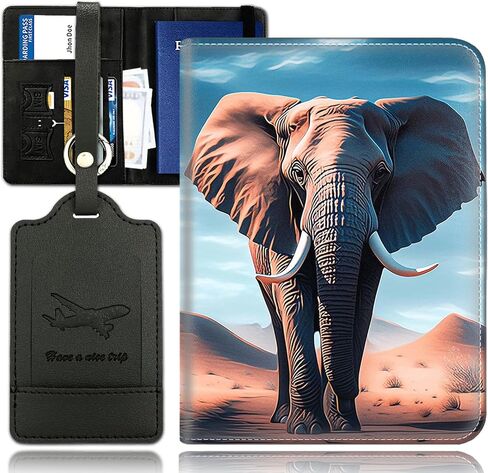 Passport Holder With Luggage Tag Set, Passport Cover With RFID Blocking, Multi-slot Passport Wallet, Waterproof Leather Travel Document Holder for Women Men, Funny Black Cat Passport Case in Saudi Arabia