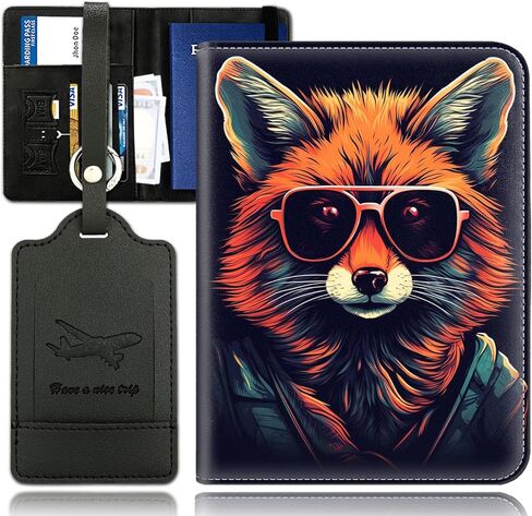 حامل جواز السفر مع مجموعة بطاقات الأمتعة، غطاء جواز السفر مع حجب RFID، محفظة جواز السفر متعددة الفتحات، حامل مستندات السفر من الجلد المقاوم للماء للنساء والرجال، حافظة جواز سفر مضحكة على شكل قطة سوداء in Kuwait