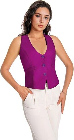 YUNCLOS Womens Versatile Racerback Vest Casual Vintage Steampunk Dressy Suit Waistcoat in Kuwait