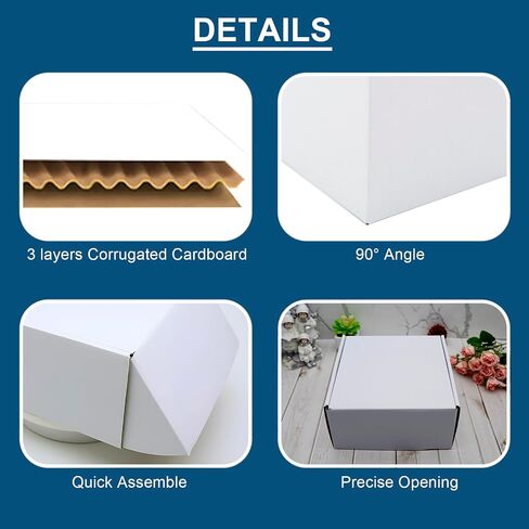 25 Pack 6x6x2 Inch Small White Shipping Boxes - Recyclable Corrugated Mailers for Storage, Packaging, Mailing, Gift Boxes, E-Commerce, Lightweight & Durable in Saudi Arabia