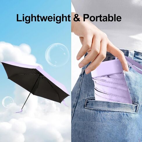 Umbrella Small Mini Umbrella, Lightweight Folding Compact Travel Umbrella Portable Parasol for Backpack Purse - Sun & Rain Pocket UV Umbrellas for Kids Girls Boys Women in Saudi Arabia