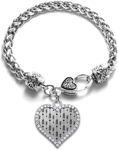 Inspired Silver - Silver Open Heart Charm Bracelet with Cubic Zirconia Jewelry in Kuwait