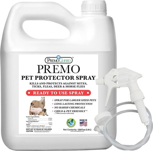 Pet Protector by Premo Guard 16 oz – Mite, Flea, Tick, & Mosquito Spray for Dogs, Cats, & Other Pets – Natural Plant Based Protection for Control, Prevention, & Treatment in Kuwait
