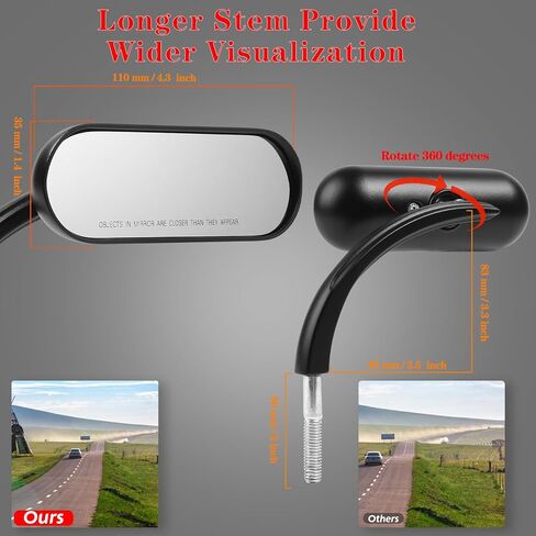Black Sportster Mirrors Compatible with Street Glide Electra Glide Softail Dyna 1982-2019 2020 2021 2022 2023 in Saudi Arabia
