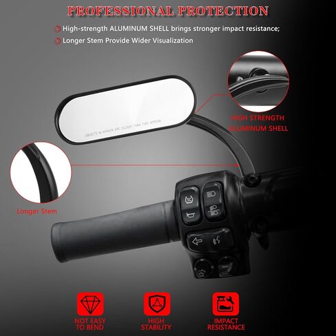 Black Sportster Mirrors Compatible with Street Glide Electra Glide Softail Dyna 1982-2019 2020 2021 2022 2023 in Saudi Arabia