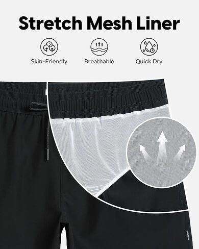 maamgic Mens Swim Trunks 5" Quick Dry Beach Shorts Stretch Swimming Trunks Shorts with Mesh Lining Zip Pockets in Kuwait