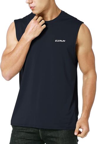 EZRUN Men's Sleeveless Shirt Quick Dry UPF 50+ Swim Beach Shirts Gym Workout Muscle Athletic Summer Tank Top Big and Tall in Kuwait