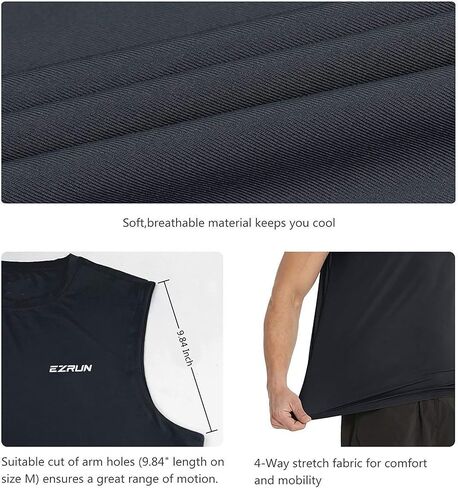 EZRUN Men's Sleeveless Shirt Quick Dry UPF 50+ Swim Beach Shirts Gym Workout Muscle Athletic Summer Tank Top Big and Tall in Kuwait