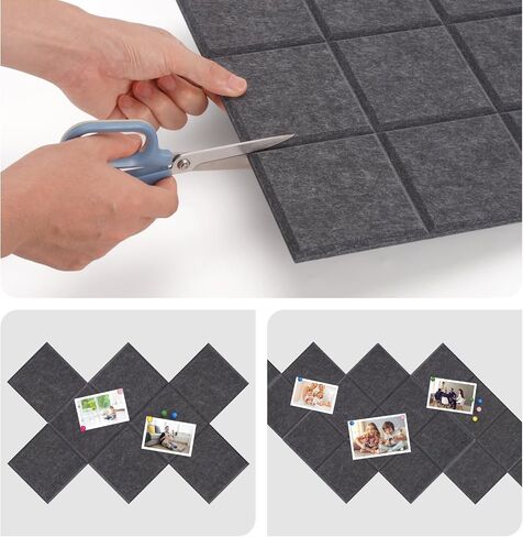 Large Cork Board Alternative-Felt Wall Tiles with Secure Removable Adhesive Tabs and Push Pins Bulletin Pin Boards Tiles for Home Office Classroom Wall Decoration (Light Grey, 12 Pack) in Saudi Arabia