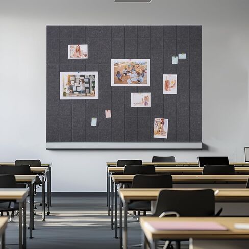 Large Cork Board Alternative-Felt Wall Tiles with Secure Removable Adhesive Tabs and Push Pins Bulletin Pin Boards Tiles for Home Office Classroom Wall Decoration (Light Grey, 12 Pack) in Saudi Arabia