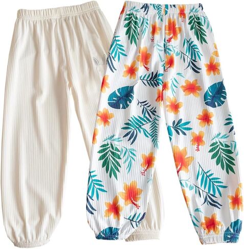 Girls Casual Loose Pants,Kid Joggers Summer Pants，Elastic Waist Long Pants Sweatpants in Saudi Arabia