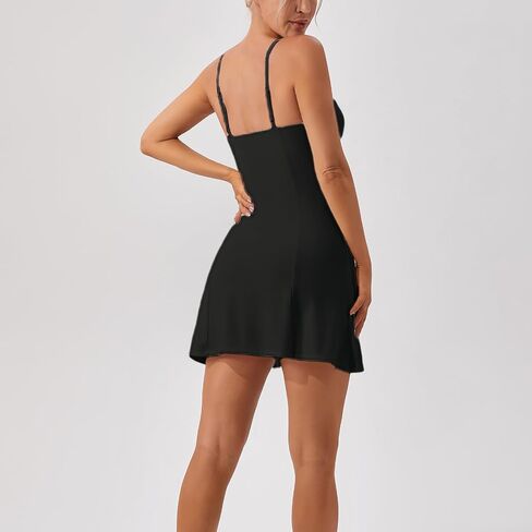 Womens Tennis Dress with Built in Shorts & Bra, Women Workout Dresses Active Golf Athletic Dress with Adjustable Straps in Saudi Arabia
