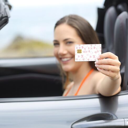 ملصق جلدي لبطاقة الائتمان Coquette باللون الوردي - ملصق جلدي لبطاقة الخصم للنقل، المفتاح، الخصم، الائتمان، نحيف، مقاوم للماء، ملصق بطاقة ائتمان بنك قابل للإزالة ومضاد للتجاعيد in Kuwait