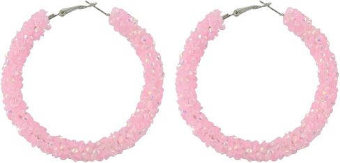 Acrylic Cute Candy Crystal Chips Wrapped Hoop Earrings Colorful Transparent Geometric Round Dangle Drop Earrings Party Jewelry for Women in Kuwait