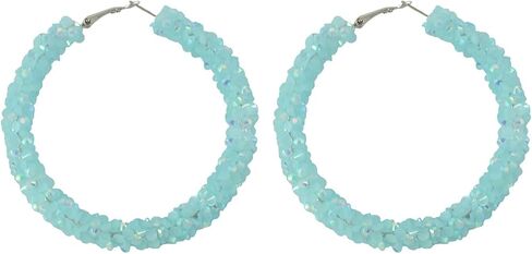 Acrylic Cute Candy Crystal Chips Wrapped Hoop Earrings Colorful Transparent Geometric Round Dangle Drop Earrings Party Jewelry for Women in Kuwait