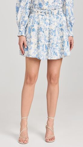 تنورة قصيرة بطبقات وحزام بطباعة رقمية للسيدات من English Factory in Kuwait