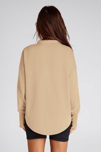 PRETTYGARDEN Women's Fall Fashion Button Up Sweatshirt Long Sleeve V Neck Loose Fit Casual Trendy Going Out Pullover Tops in Saudi Arabia