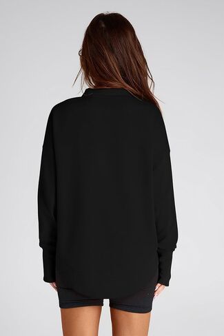 PRETTYGARDEN Women's Fall Fashion Button Up Sweatshirt Long Sleeve V Neck Loose Fit Casual Trendy Going Out Pullover Tops in Saudi Arabia