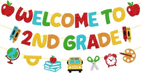 Welcome to 2nd Grade Banner First Day of Second Grade Garland Welcome Back to School Decorations Hello 2nd Grade Theme School Classroom Bulletin Board Party Supplies in Saudi Arabia