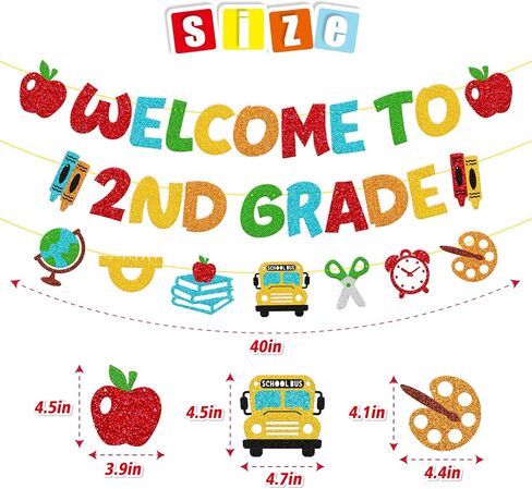 Welcome to 2nd Grade Banner First Day of Second Grade Garland Welcome Back to School Decorations Hello 2nd Grade Theme School Classroom Bulletin Board Party Supplies in Saudi Arabia
