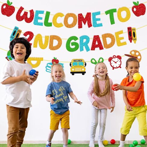 Welcome to 2nd Grade Banner First Day of Second Grade Garland Welcome Back to School Decorations Hello 2nd Grade Theme School Classroom Bulletin Board Party Supplies in Saudi Arabia