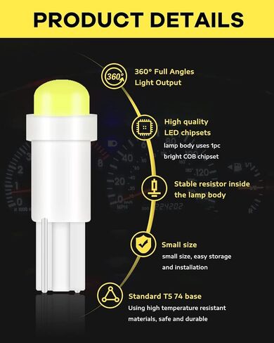 لمبة بديلة قبة T5 مغناطيسية 10 وحدات - 1 LED جودة COD SMD - السيارة، القارب، لوحة القيادة، عداد السرعة، الداخلية in Saudi Arabia