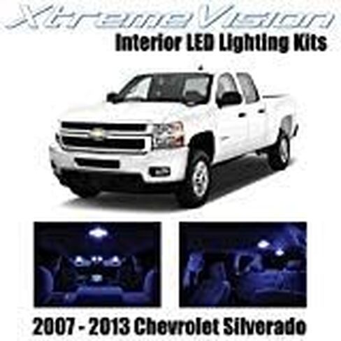 مصباح LED داخلي XtremeVision لسيارة Chevy Silverado 2007-2013 (12 قطعة) طقم LED داخلي أزرق + أداة تثبيت in Saudi Arabia