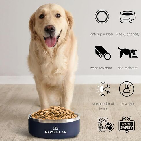 وعاء كلب أزرق كبير من الفولاذ المقاوم للصدأ بسعة 64 أونصة مع قاعدة مضادة للانزلاق، متين ومقاوم للصدأ للاستخدام طويل الأمد؛ يتميز بتصميم عميق وواسع للفم لتناول الطعام والشرب بشكل مريح. in Kuwait