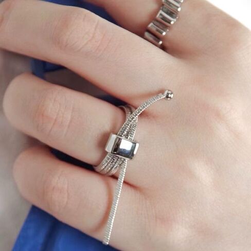 خواتم قابلة للتكديس للنساء، حلقات زوجين قابلة للتعديل، سلسلة ثعبان، مجوهرات للنساء والفتيات هدية in Kuwait