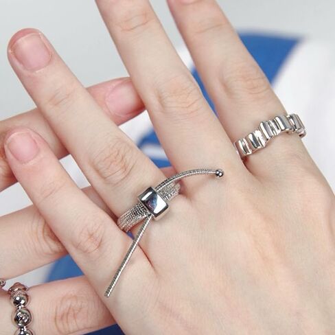 خواتم قابلة للتكديس للنساء، حلقات زوجين قابلة للتعديل، سلسلة ثعبان، مجوهرات للنساء والفتيات هدية in Kuwait