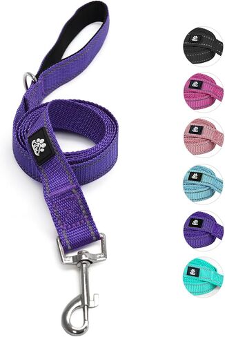 NESTROAD Heavy Duty Dog Leash with 2 Padded Handles,High Reflective Threads Rope Dog Leash with Poop Bag Holder for Small,Medium and Large Dogs Walking(5FT,Black) in Saudi Arabia
