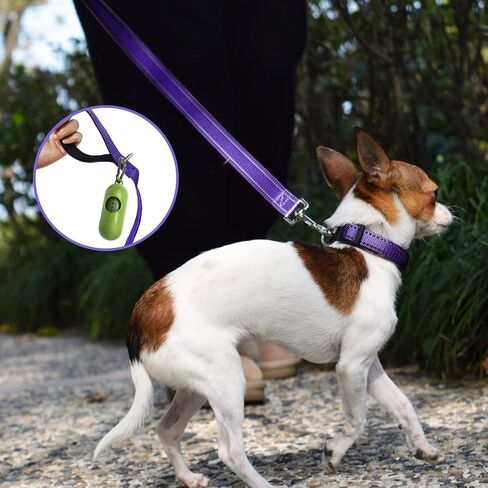 NESTROAD Heavy Duty Dog Leash with 2 Padded Handles,High Reflective Threads Rope Dog Leash with Poop Bag Holder for Small,Medium and Large Dogs Walking(5FT,Black) in Saudi Arabia