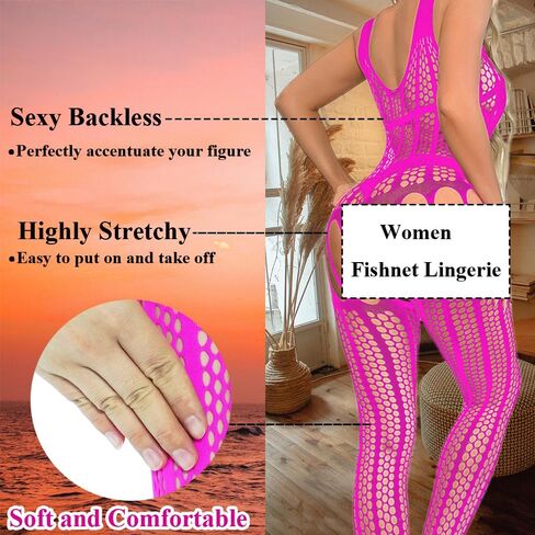 ملابس داخلية نسائية باللون الأحمر الوردي من شبكة صيد السمك، قميص بيبي دول، ملابس داخلية مثيرة مع جوارب، ملابس رقص غريبة in Kuwait