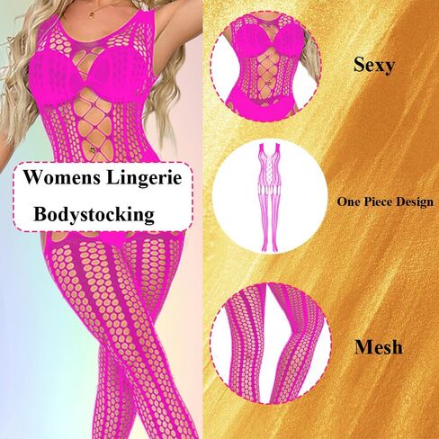 ملابس داخلية نسائية باللون الأحمر الوردي من شبكة صيد السمك، قميص بيبي دول، ملابس داخلية مثيرة مع جوارب، ملابس رقص غريبة in Kuwait