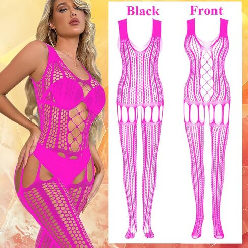 ملابس داخلية نسائية باللون الأحمر الوردي من شبكة صيد السمك، قميص بيبي دول، ملابس داخلية مثيرة مع جوارب، ملابس رقص غريبة in Kuwait