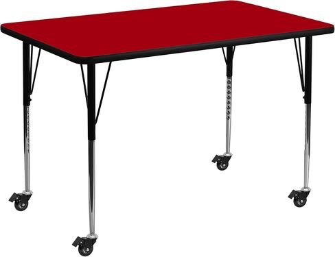 Flash Furniture Wren Mobile 36''W x 72''L Rectangular Oak Thermal Laminate Activity Table - Standard Height Adjustable Legs in Saudi Arabia