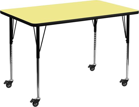 Flash Furniture Wren Mobile 36''W x 72''L Rectangular Oak Thermal Laminate Activity Table - Standard Height Adjustable Legs in Saudi Arabia
