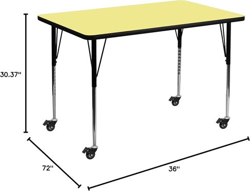 Flash Furniture Wren Mobile 36''W x 72''L Rectangular Oak Thermal Laminate Activity Table - Standard Height Adjustable Legs in Saudi Arabia