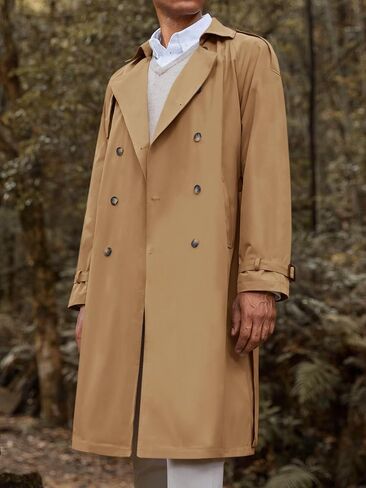 Runcati Mens Trench Coat Double Breasted Long Jacket Casual Windbreaker Notched Lapel Belted Overcoat in Saudi Arabia