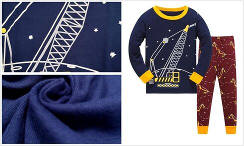 Pajamas for Boys Dinosaur Rocket Space 4-Piece PJs Long Sleeve Sets Sleepwear 2-12 Years in Saudi Arabia