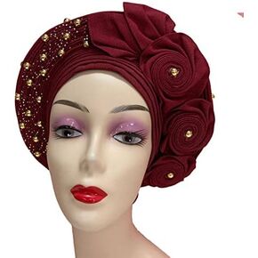 Nigerian Gele Headtie African Head Wraps Aso Oke Gele Already Made Auto Gele African Turban Cap