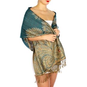 SERENITA Pashmina Scarf for Women Large Cashmere feel Big Paisley Rave Shawl Wraps, Soft Scarves Travel Accessories