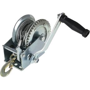 findmall Boat Trailer Winch 1500lbs with 10m 32ft Steel Cable, Crank Cable Gear Winch with Hook, Heavy Duty Hand Winch with 4.1:1 Ratio for Boat, Trailer or ATV